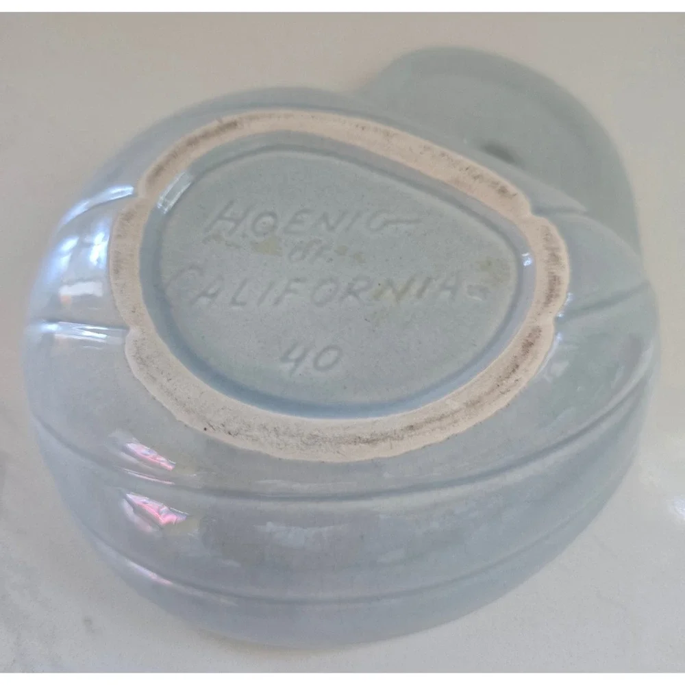Vintage Hoenig California Ceramic Trinket Box‎ 3D Dogwood Flowers Blue Grey Base